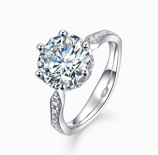 BRIDAL -18K white gold diamond with pink sapphire wedding ring