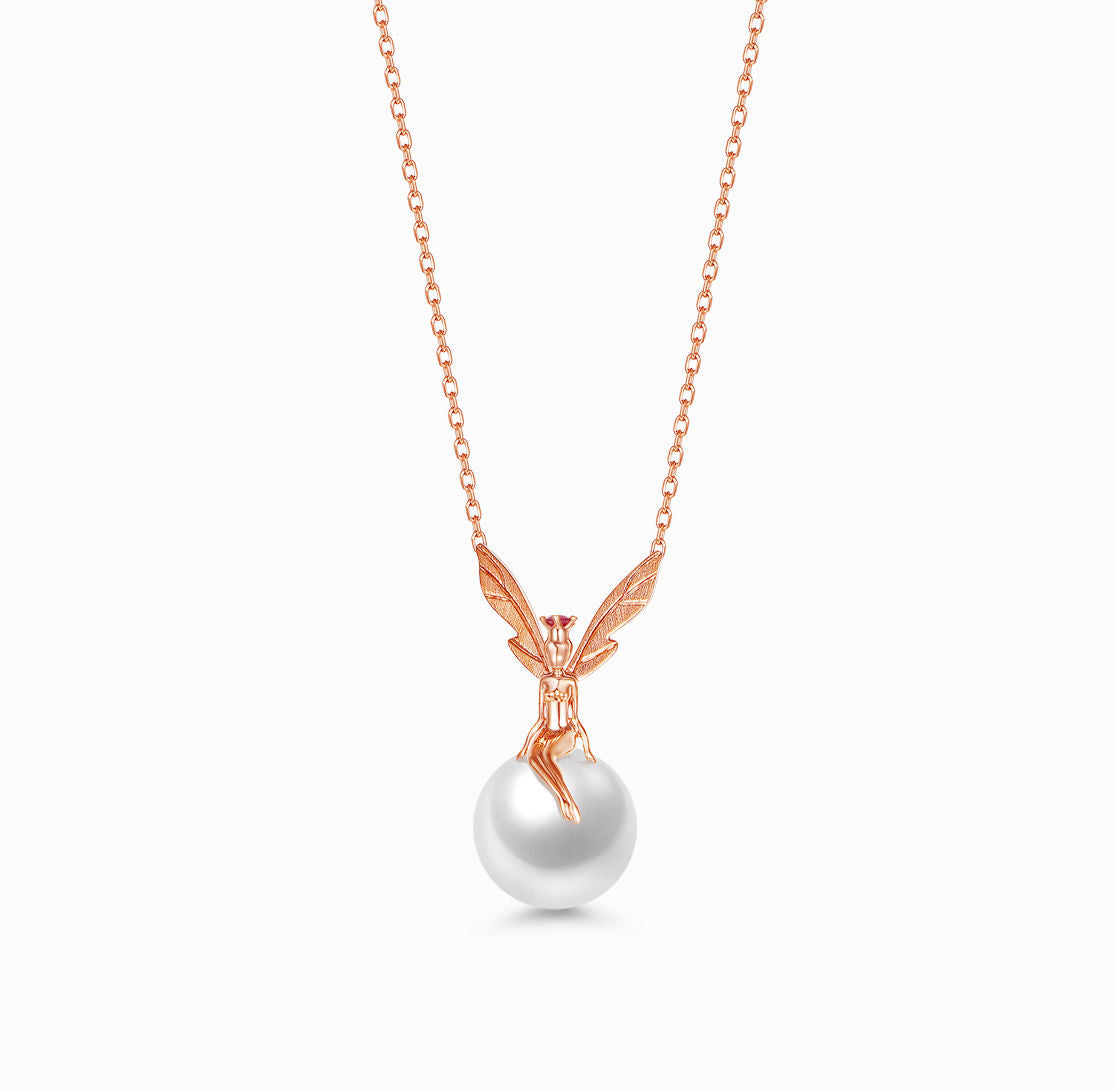 DATURA • ASTRA - 18K Rose Gold  Ruby and Freshwater Pearl Necklace