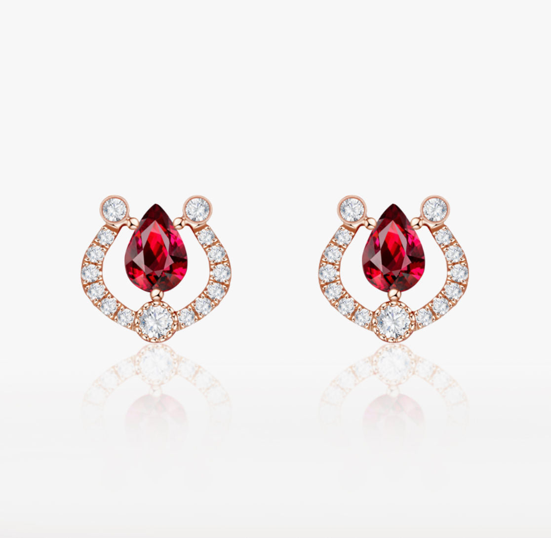 CONCERTO - 18K Rose Gold Ruby Earring
