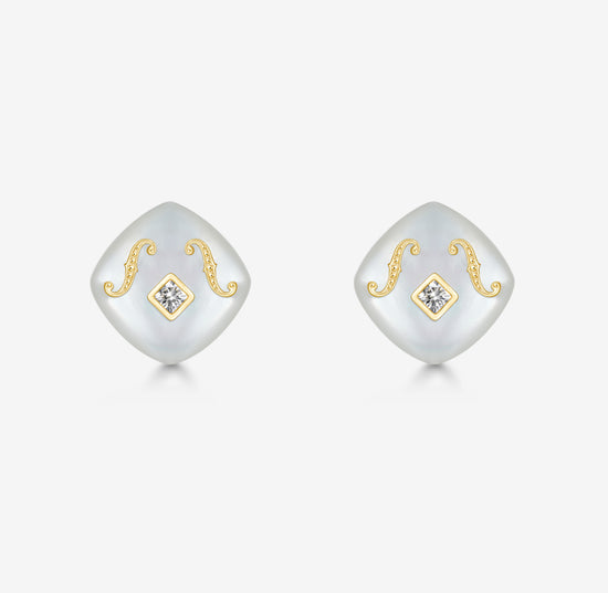 CONCERTO - 18K Yellow Gold Mother of Pearl Earrings