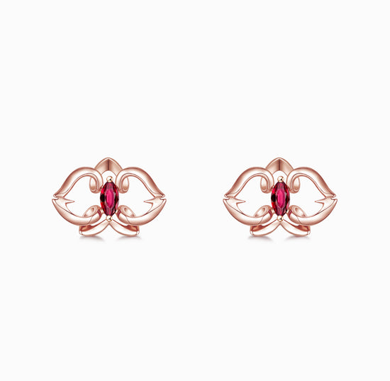 FAUNA & FLORA - Ruby in 18K Rose Gold Earrings