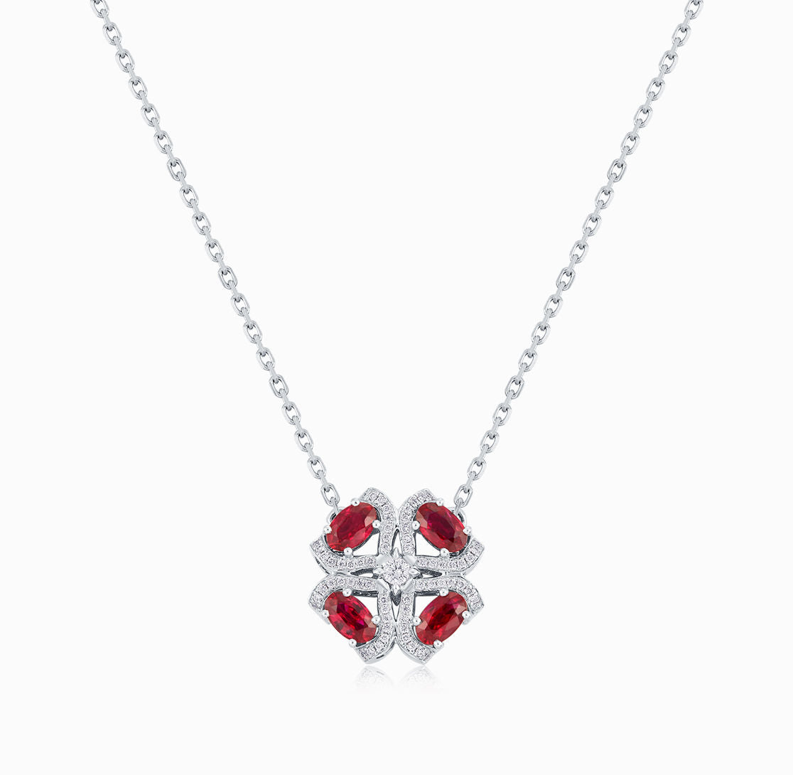 ROMAnce •18K White Gold Ruby and Diamond Necklace(Customized Service)