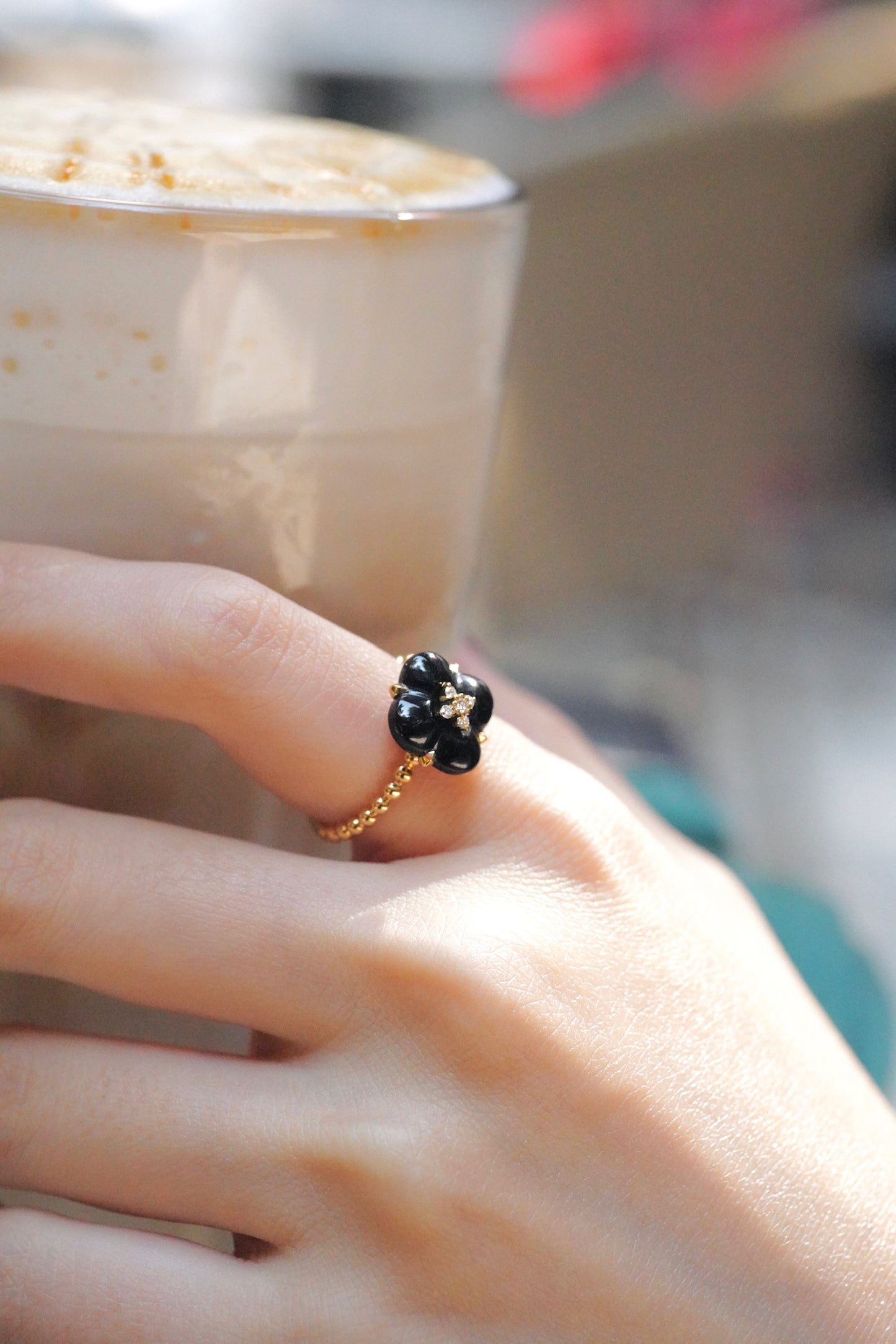 Fontana di Trevi - Onyx and Diamonds Ring