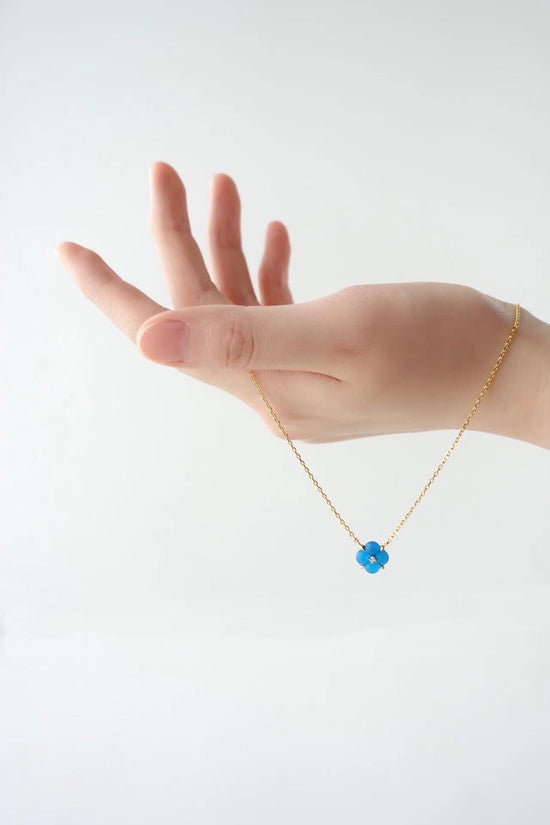 Fontana di Trevi - Mini Blue Chalcedony and Diamond Necklace