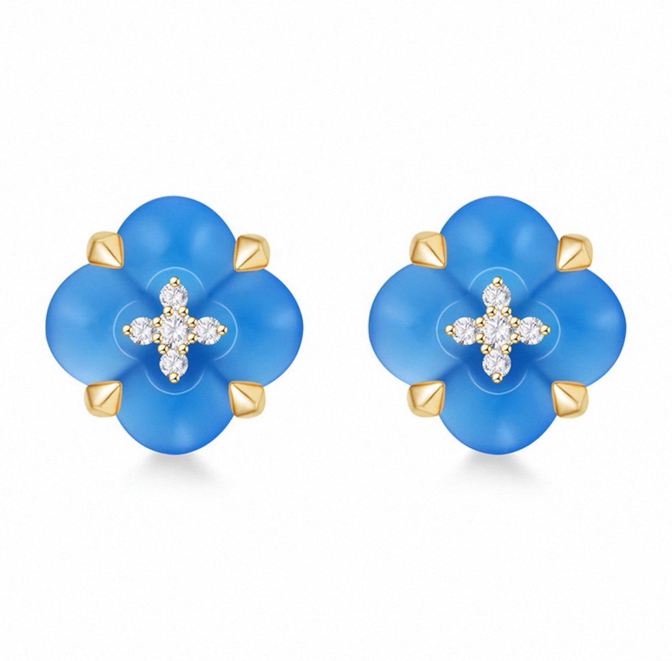 Fontana di Trevi - Blue Chalcedony and Diamond Earring