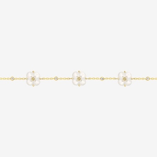 Fontana di Trevi - Mother-of-Pearl and Diamond triple flower Bracelets