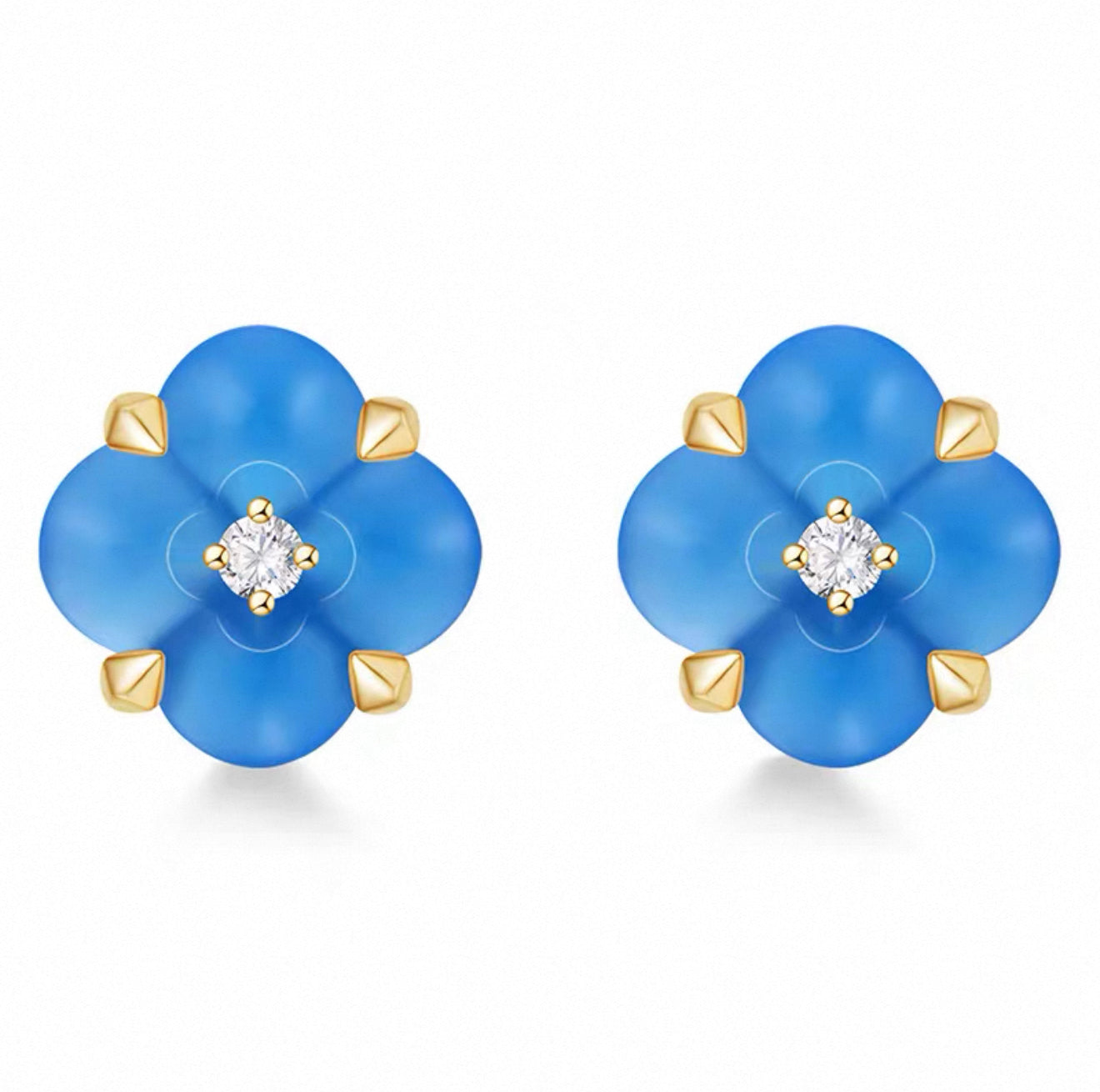 Fontana di Trevi - Blue Chalcedony and Diamond Earring