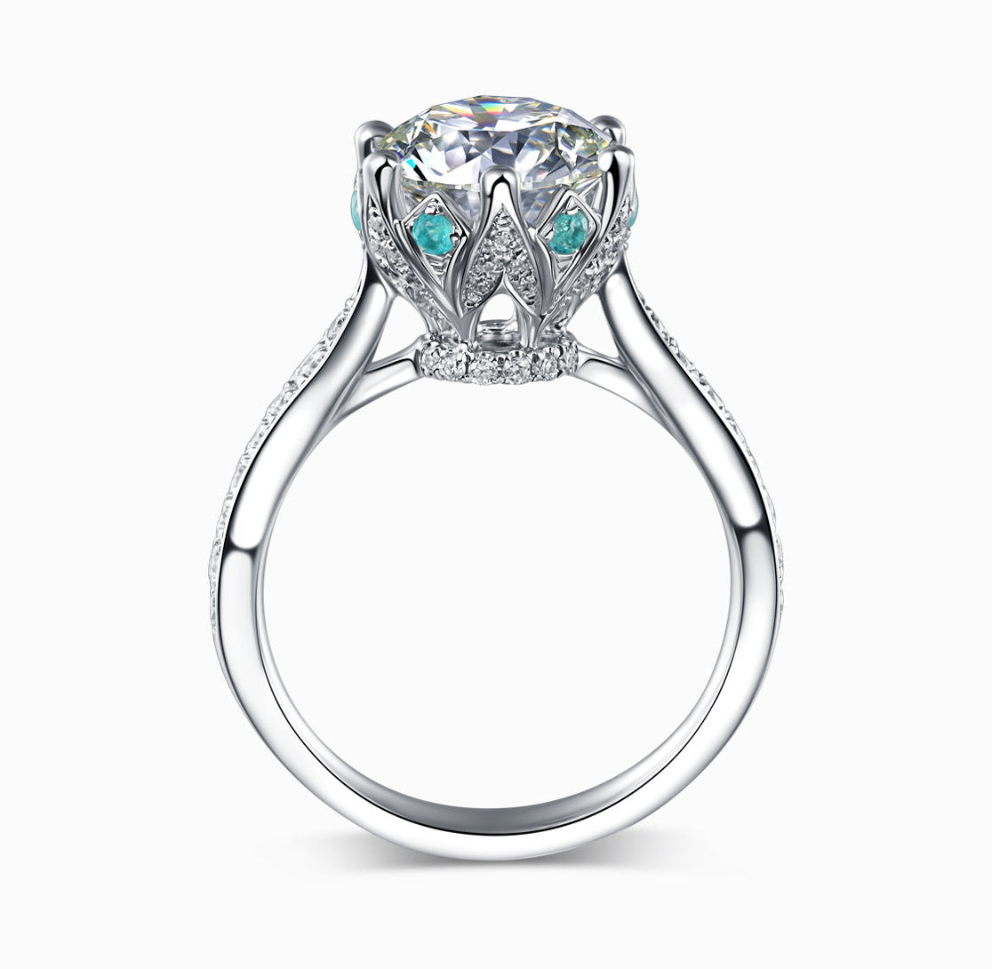 BRIDAL -18K 白金钻石配帕拉伊巴碧玺结婚戒指