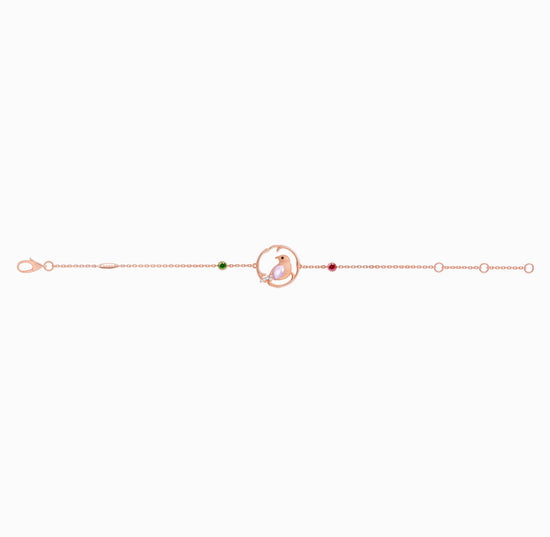 ROBIN - 粉色海螺珠红宝石沙弗莱石钻石玫瑰金手链（定制服务）