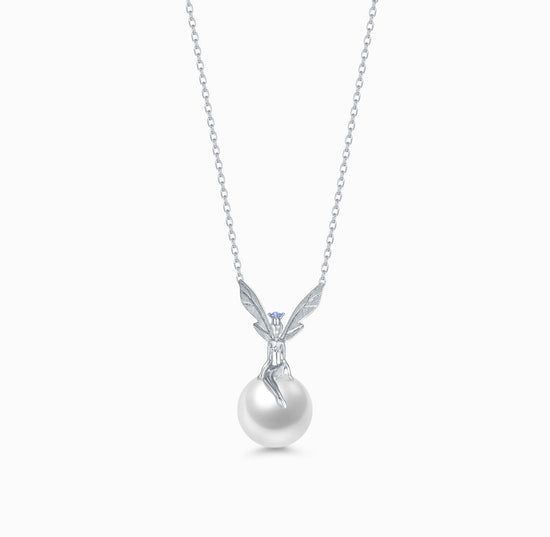 DATURA • ASTRA - 18K White Gold Large size Sapphire and Freshwater Pearl Necklace