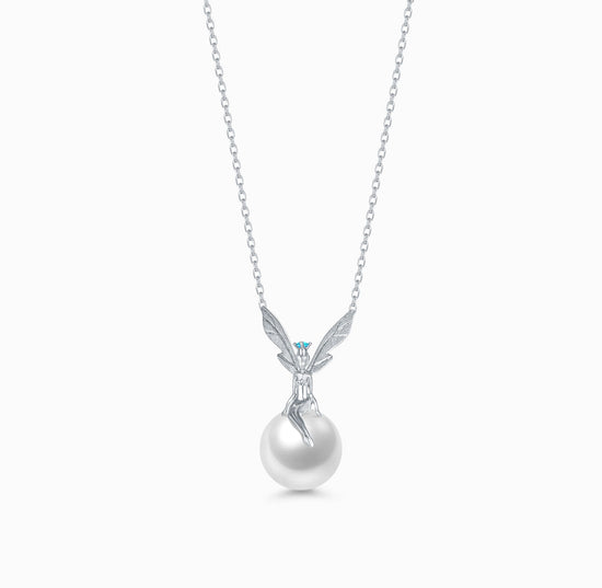 DATURA • ASTRA - 18K White Gold Large size Paraiba Tourmaline and Pearl Necklace