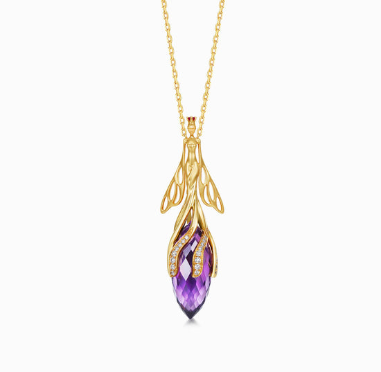 DATURA • ASTRA -18K Yellow Gold  Amethyst and Diamond Necklace