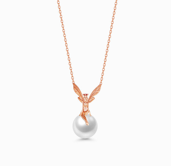 Load image into Gallery viewer, DATURA • ASTRA - 18K Rose Gold  Ruby and Freshwater Pearl Necklace
