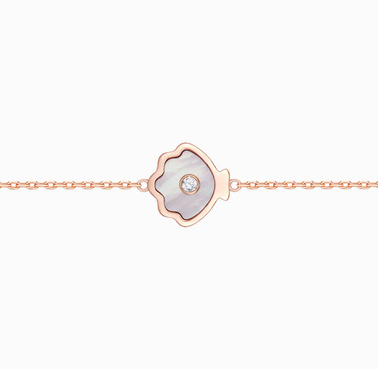 OCEAN-18K玫瑰金珍珠母贝钻石手链（定制服务）