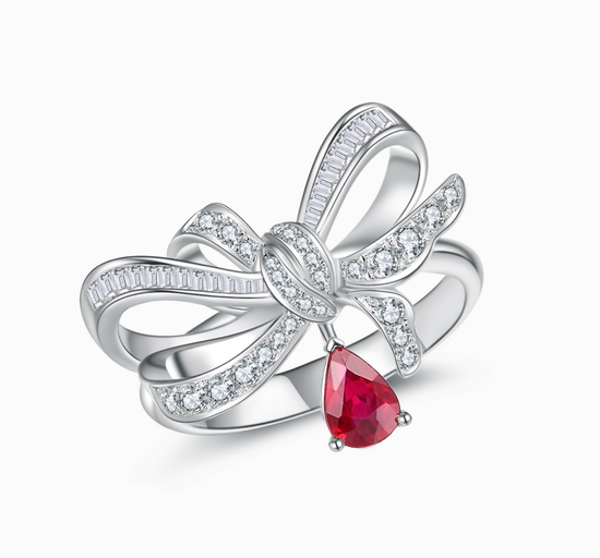 Bow Tie -18K white gold ruby ring