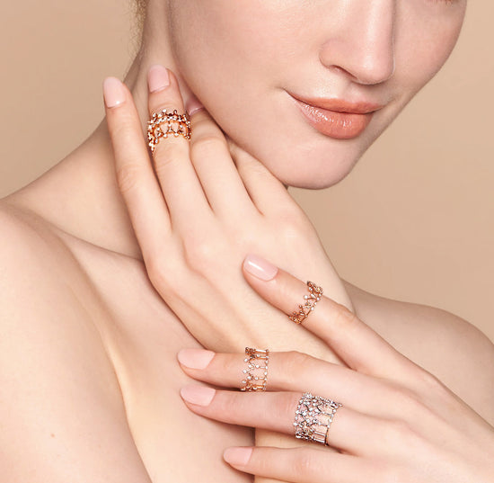 18kt rose gold diamond Petal ring