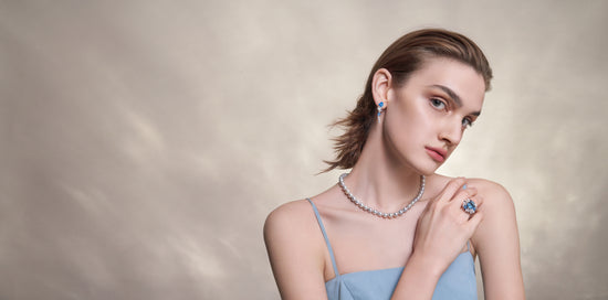 FAUNA & FLORA - Hydrange Blue Chalcedony and Sapphire Diamond Earrings(Customized Service)