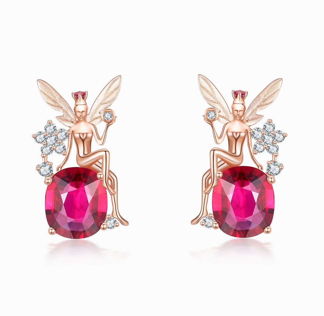 Load image into Gallery viewer, DATURA • ASTRA - 18K Rose Gold Ruby tourmaline Earring

