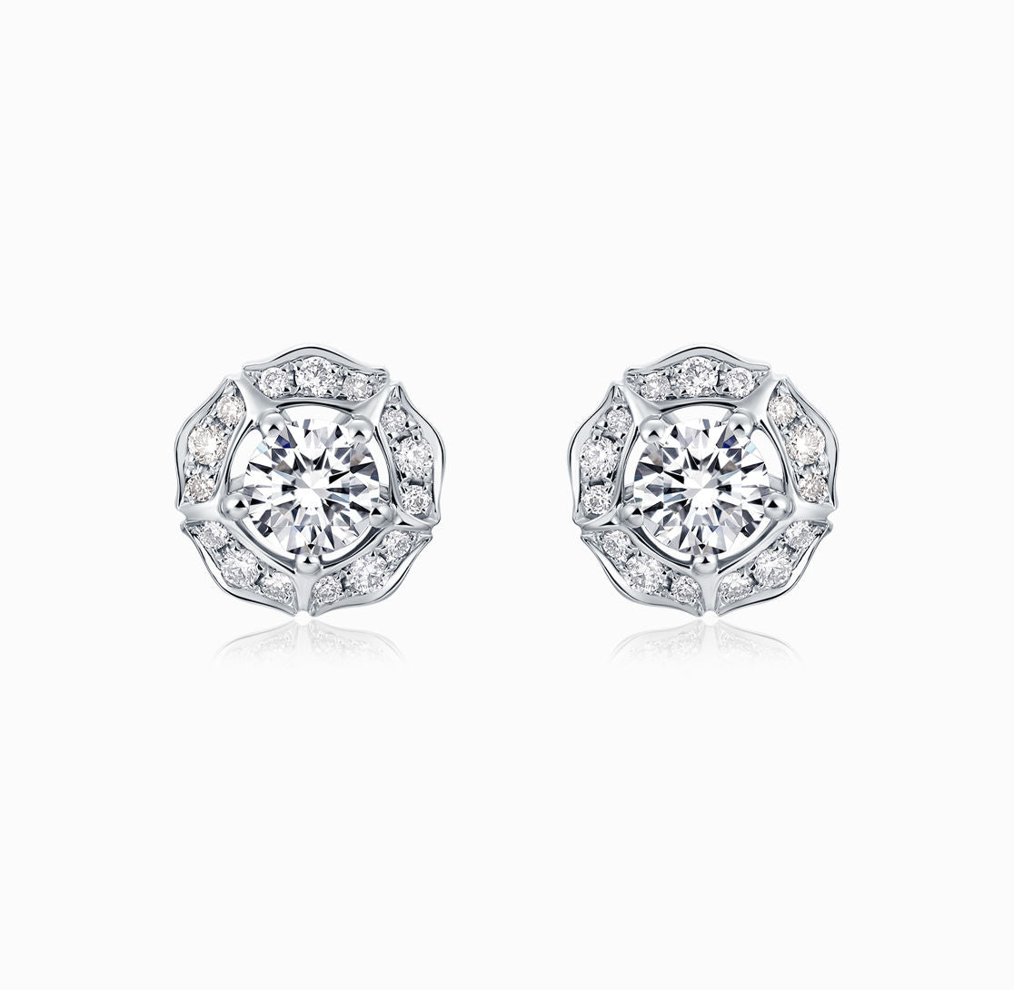 DATURA • ASTRA Diamond and 18K White Gold Earrings(Customized Service)