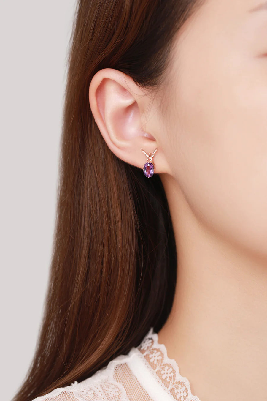 DATURA • ASTRA - 18K 玫瑰金紫水晶耳环
