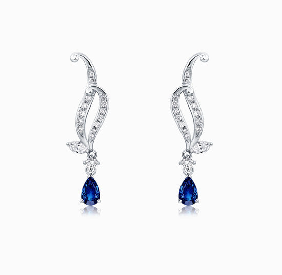 DATURA • ASTRA - 18K White Gold Diamond and Sapphire Earring(Customized Service)