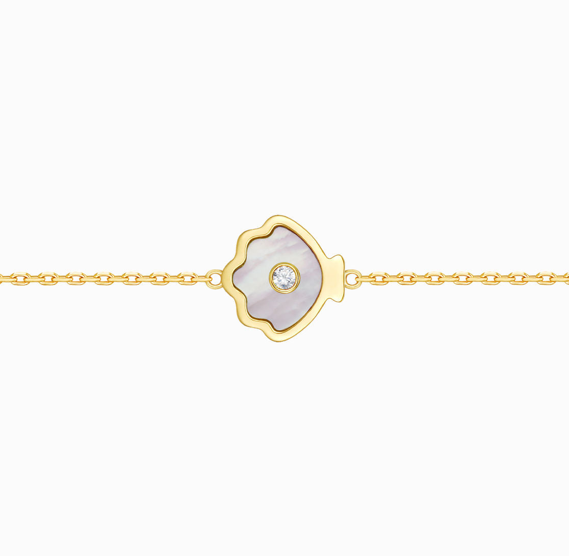 OCEAN-18K Gelbgold-Armbänder aus Perlmutt und Diamant