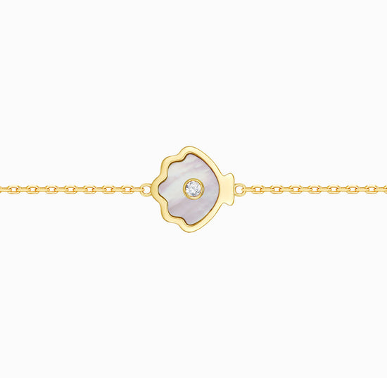 OCEAN-18K Yellow Gold Mother Of Pearl and Diamond Bracelets
