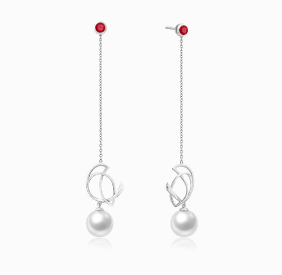 ROBIN - 红宝石与珍珠双耳环