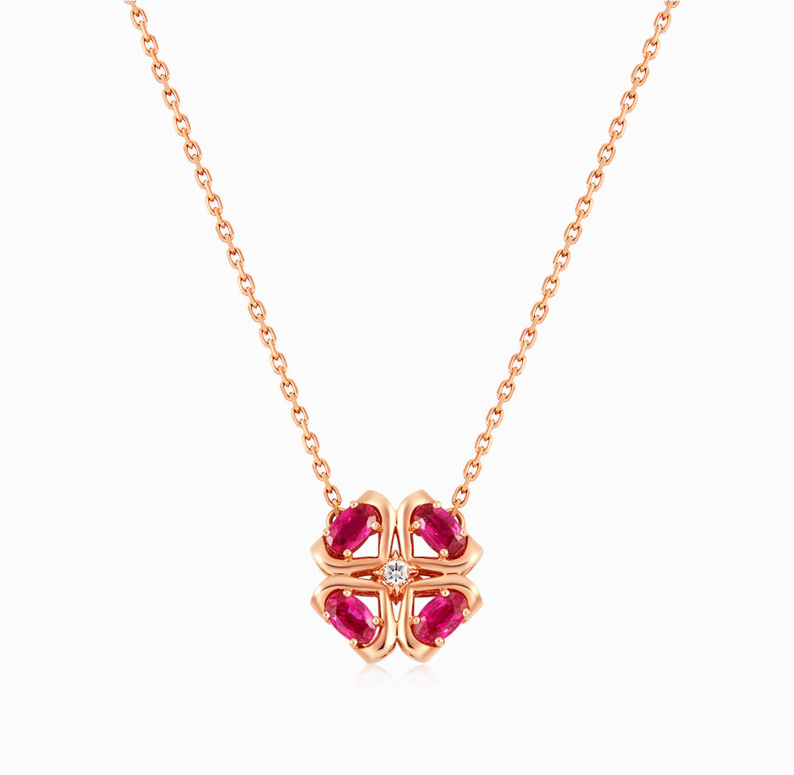 ROMAnce •Halskette mit Rubin und Diamant aus 18-karätigem Roségold (individueller Service) 