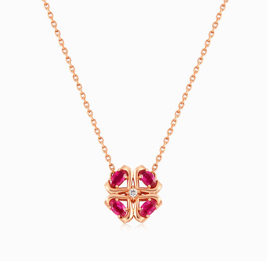 ROMAnce •18K Rose Gold Ruby and Diamond Necklace(Customized Service)