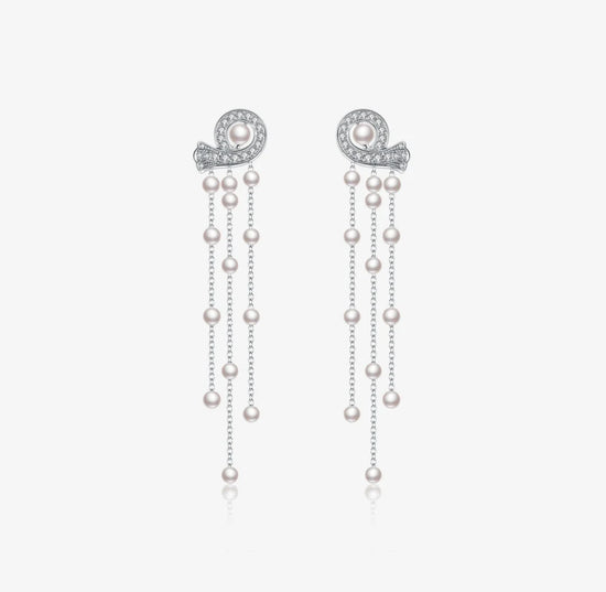 DATURA • ASTRA - 18K White Glod Diamond and Akoya Pearls Earrings(Customized Service)