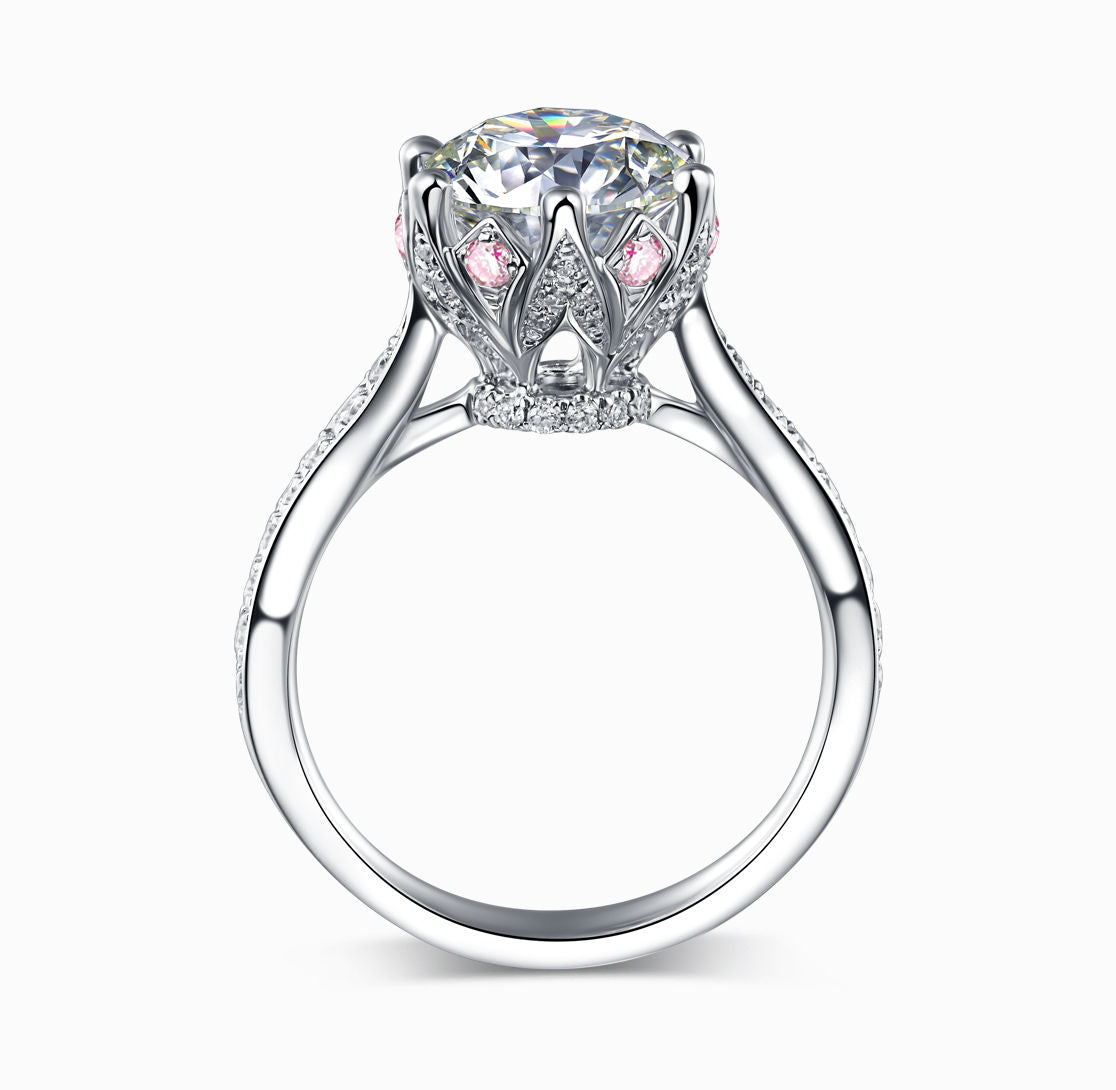 Load image into Gallery viewer, BRIDAL -18K white gold diamond with pink sapphire wedding ring
