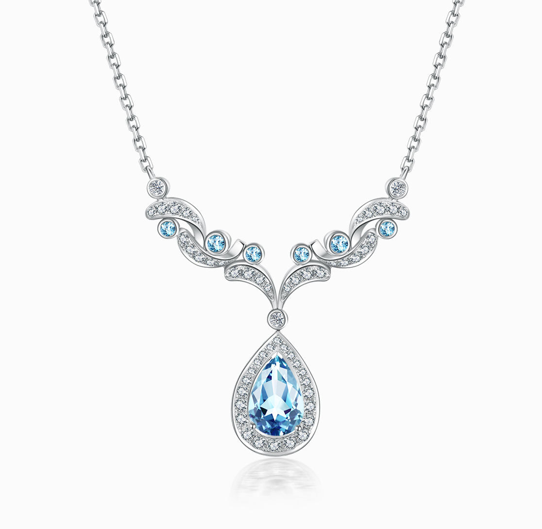14k/18k Gold Aquamarine Teardrop Necklace, March Birthstone Necklace -  Shraddha Shree Gems