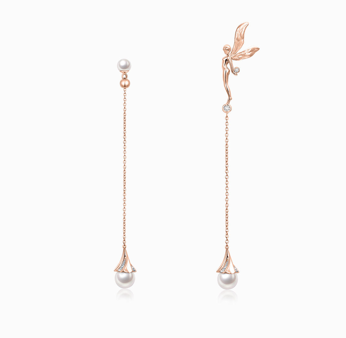 DATURA • ASTRA - 18K Rose Gold Diamond and Akoya Pearl Earring