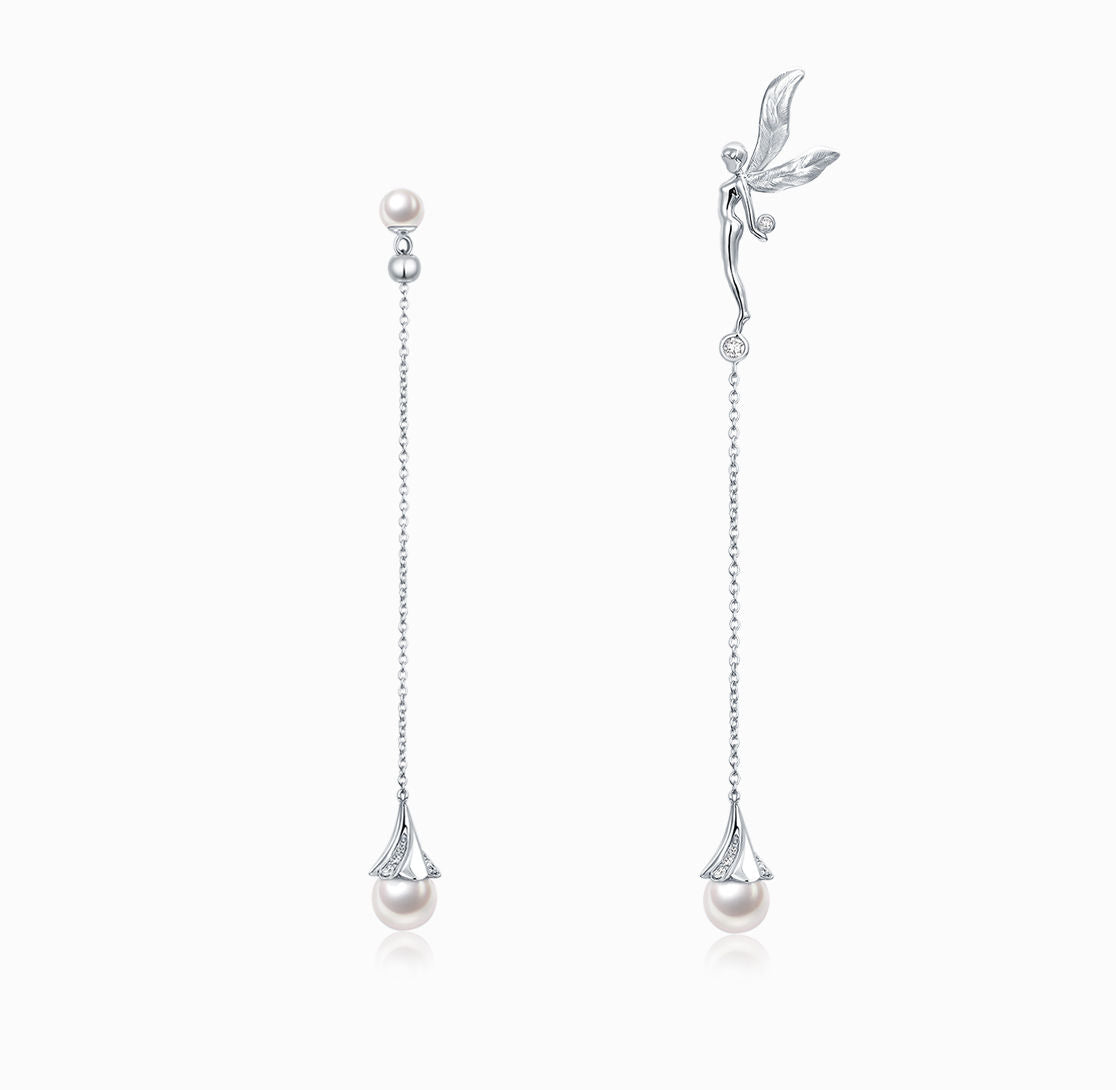 DATURA • ASTRA – Ohrring aus 18-karätigem Roségold mit Diamanten und Akoya-Perlen (individueller Service)