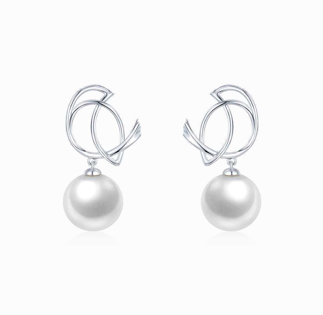 ROBIN – Ohrring aus Perle und 18-karätigem Weißgold 