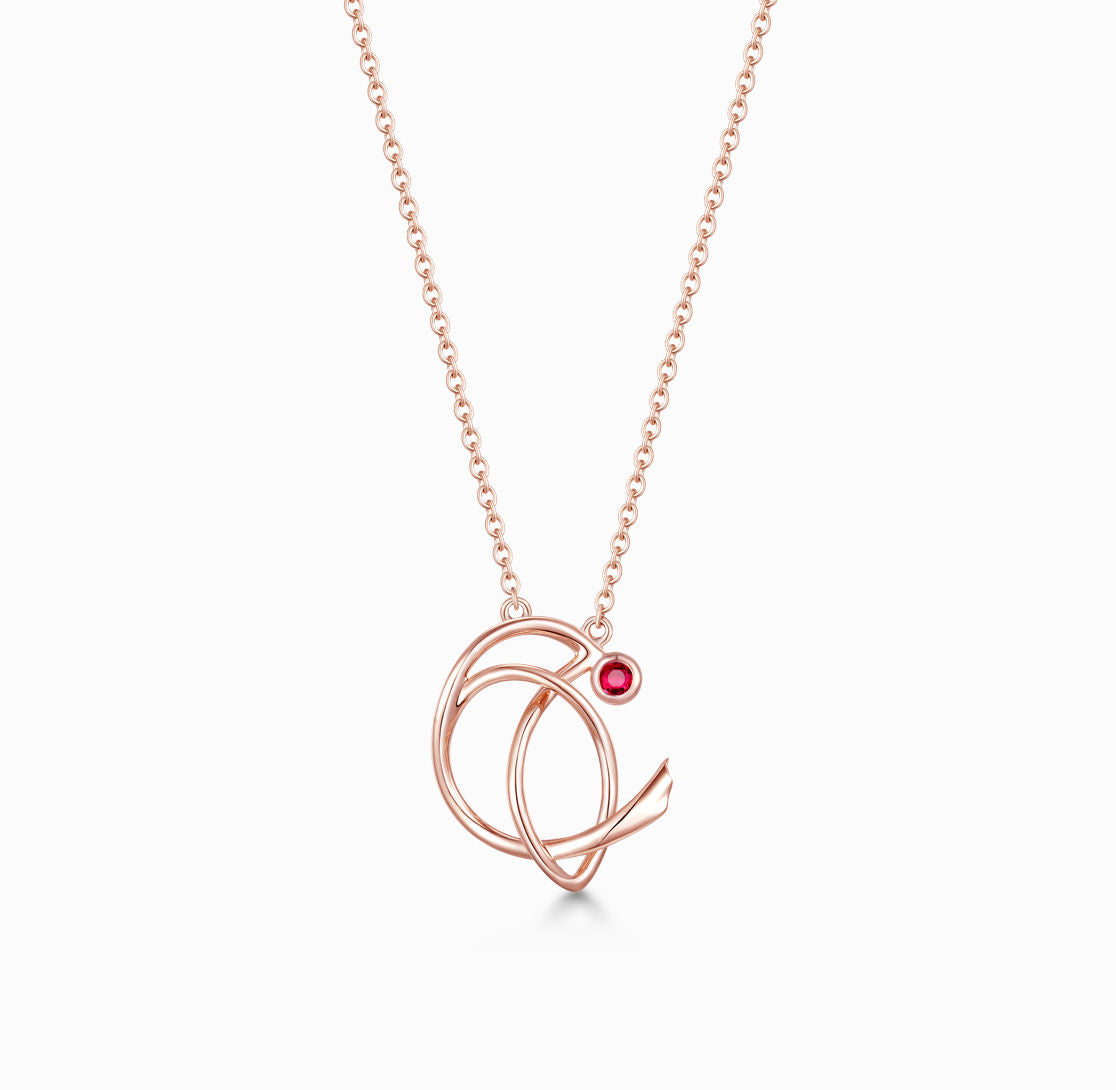 ROBIN - Ruby in 18K Rose Gold Necklace(Customized Service)