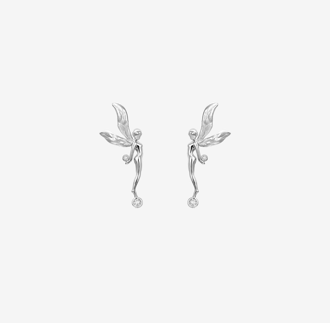 DATURA • ASTRA - 18K White Gold S Size Diamond and white gold Earring S (Customized Service)
