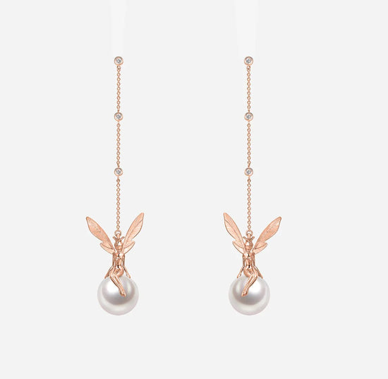 DATURA • ASTRA - 18K Rose Gold Diamond and Fresh Water Pearl Earring
