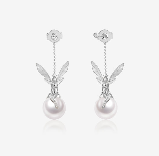 DATURA • ASTRA -  18K White Gold Diamond and Pearl Duality Earring