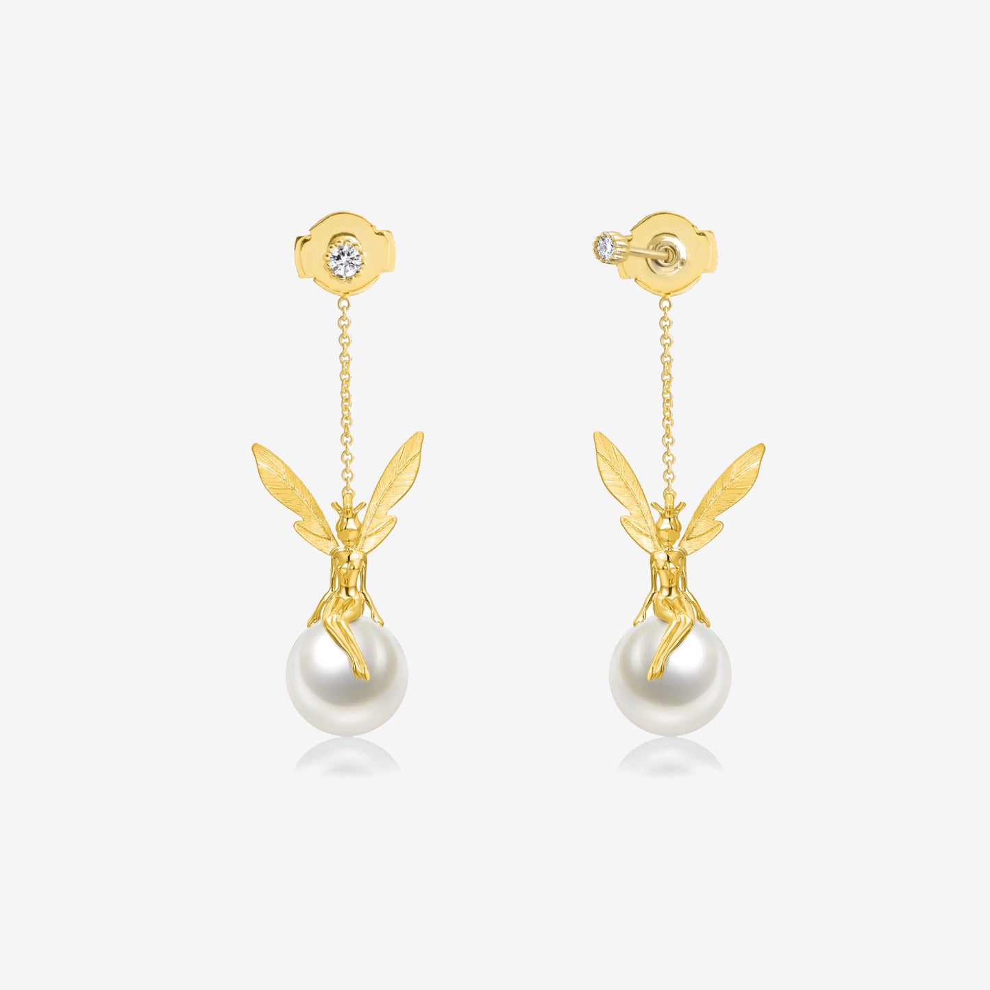 DATURA • ASTRA - 18K Yellow Gold Diamond and Pearl Duality Earring