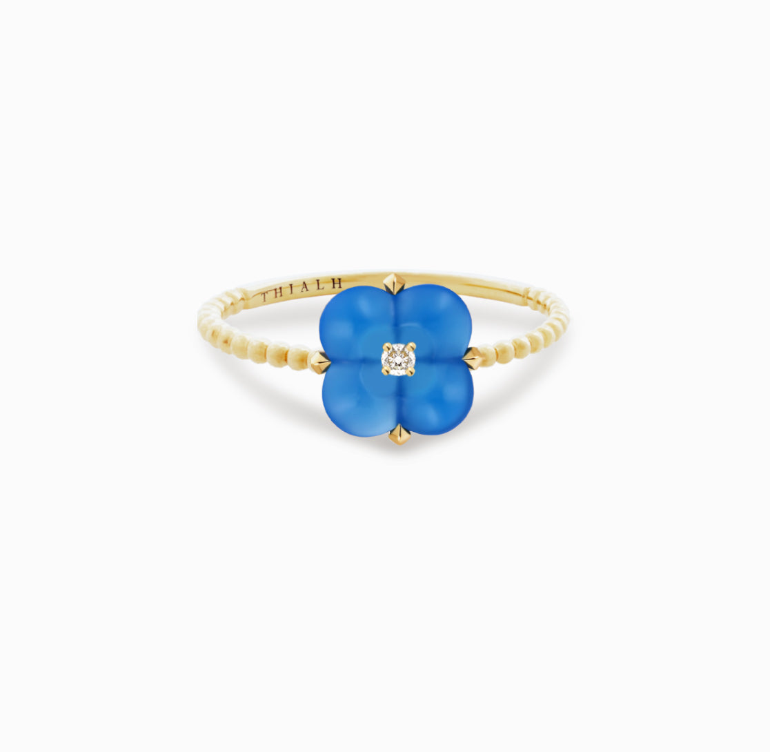Load image into Gallery viewer, Fontana di Trevi - Mini Blue Chalcedony and White Diamond Ring
