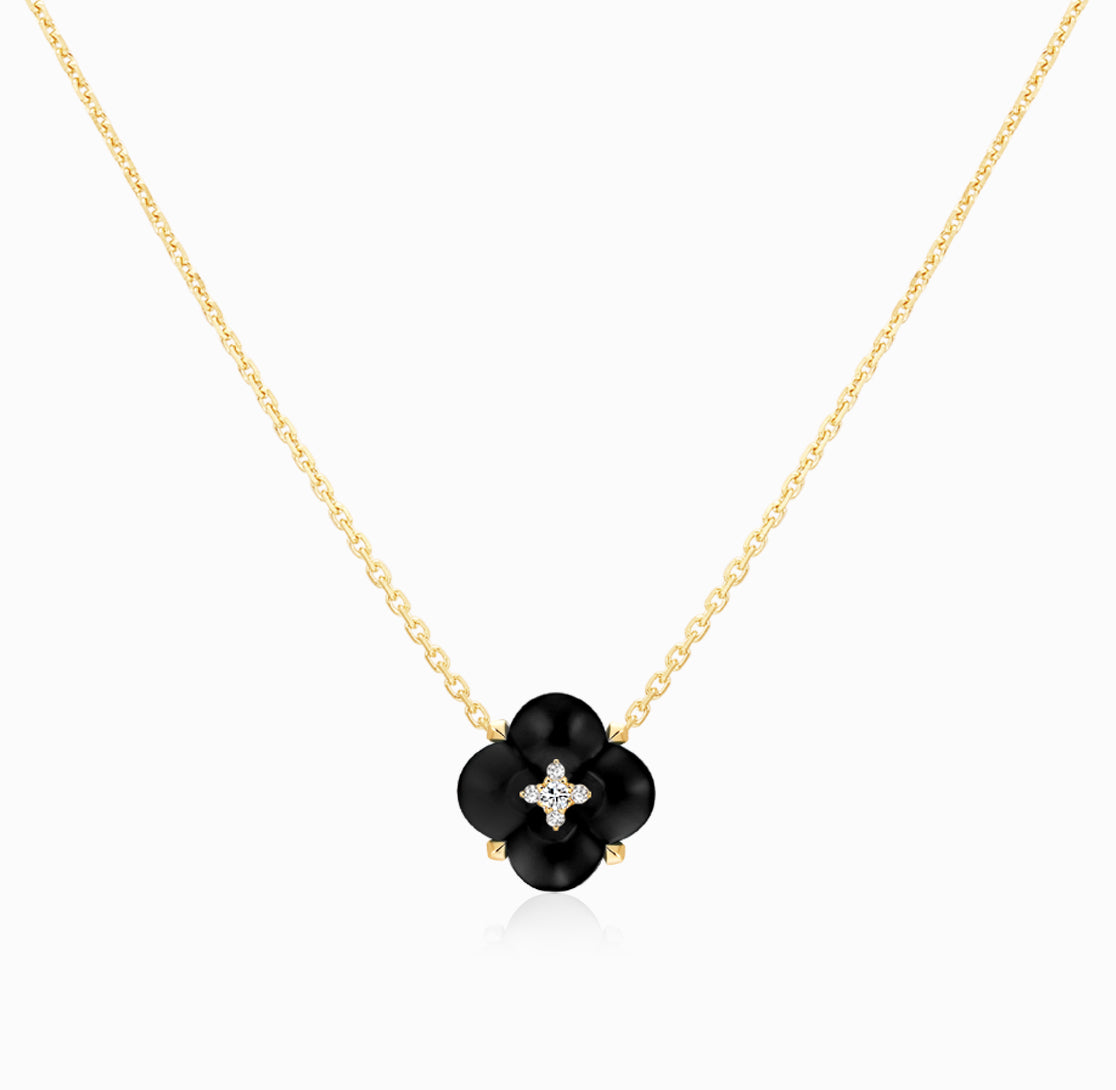 Load image into Gallery viewer, Fontana di Trevi - Onyx and Diamond Necklace
