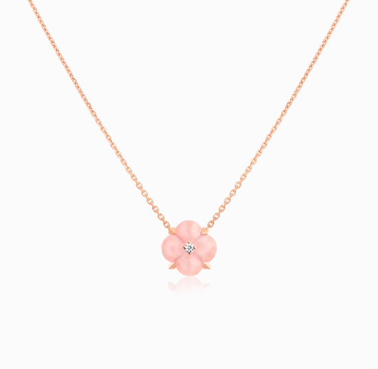 Fontana di Trevi – Mini-Halskette mit rosa Opal und Diamant