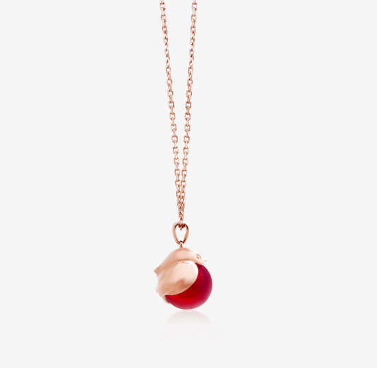 ROBIN - Carnelian set in 18K Rose gold Necklace S (Customized Service)
