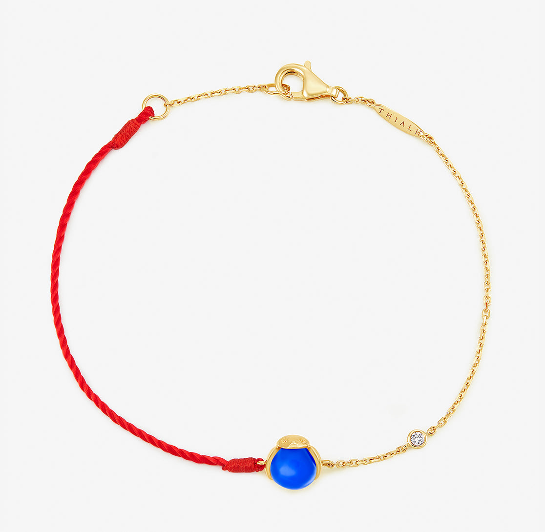 ROBIN – Blauer Chalcedon in 18-Karat-Gelbgold-Armbändern 