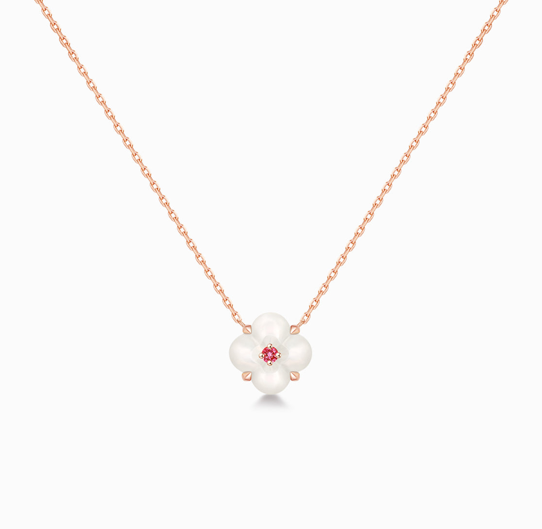 Load image into Gallery viewer, Fontana di Trevi - Mini Mother-of-pearl and red spinel Necklace
