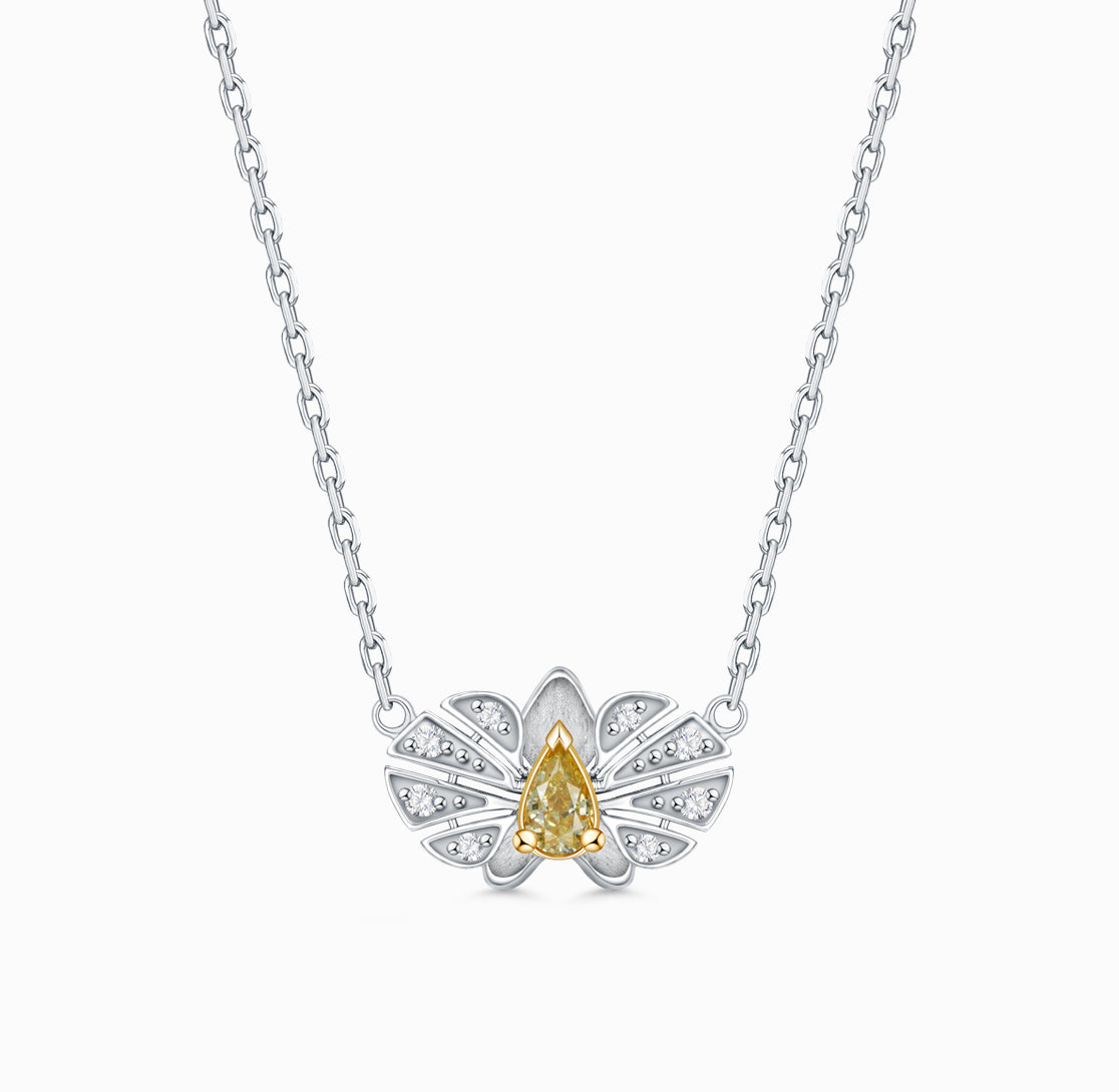 FAUNA &amp; FLORA – Gelber Diamant und weißer Diamant in 18 Karat Weißgold und Gelbgold-Halskette (individueller Service)