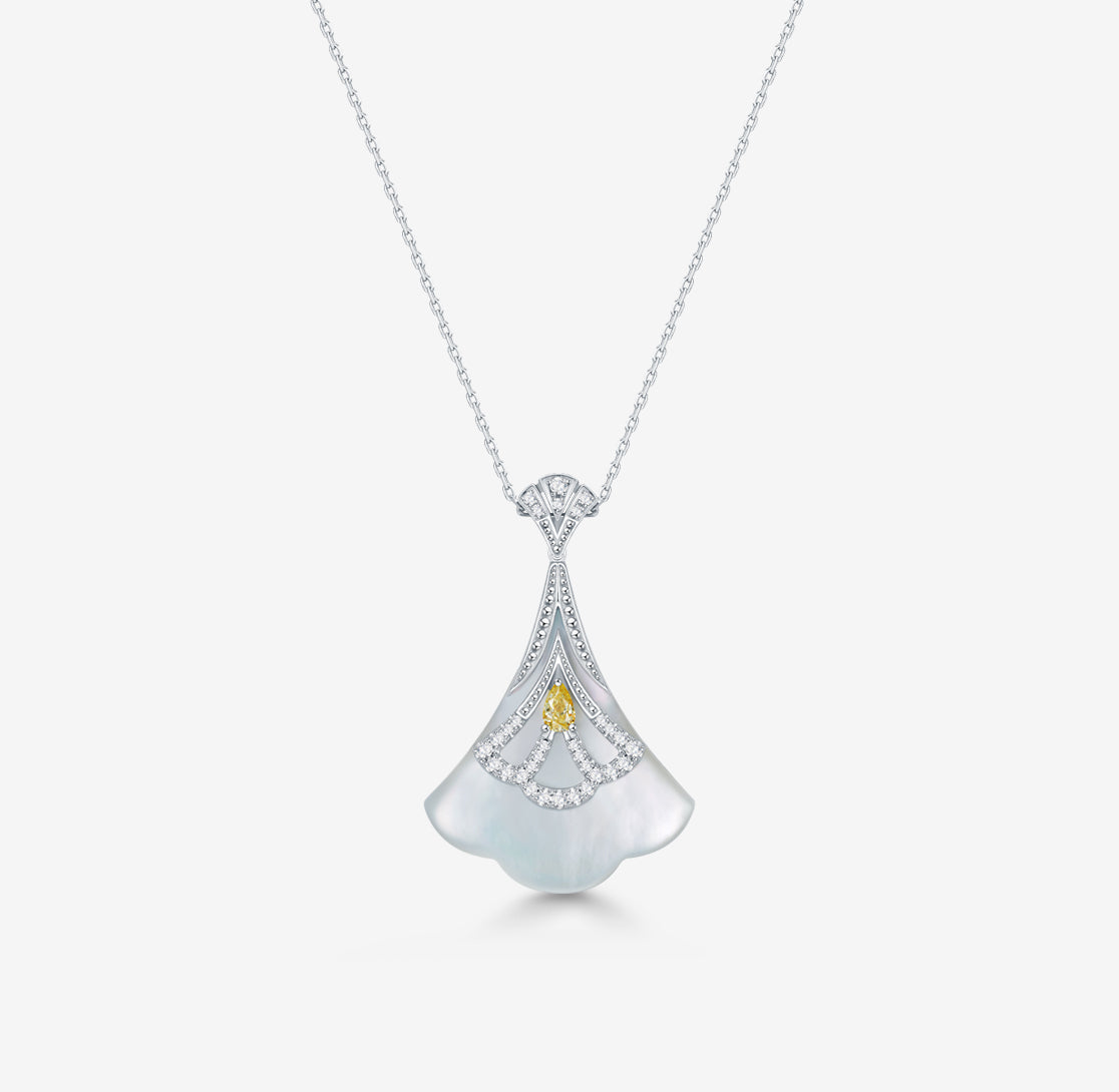 CONCERTO - 18K白金珍珠母黄色蓝宝石项链(小)