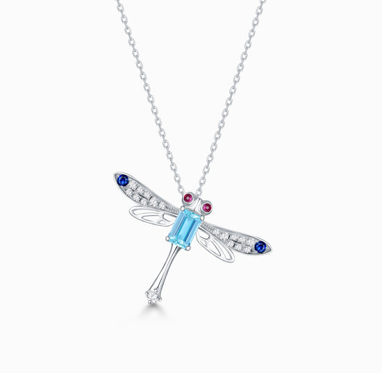 FAUNA &FLORA - 18K 白金蜻蜓海蓝宝石、红宝石和钻石项链